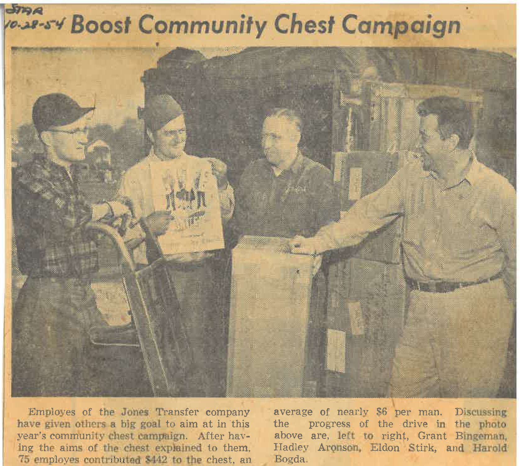 1954 newspaper clipping
