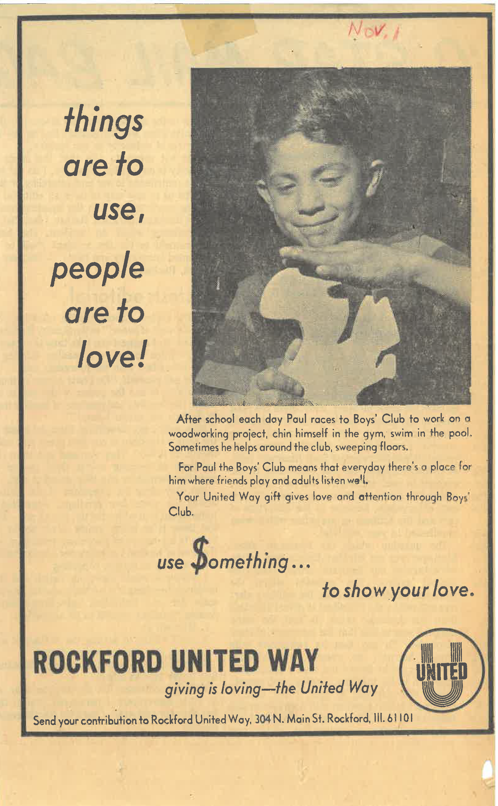 1970's United Way ad: things are to use, people are to love