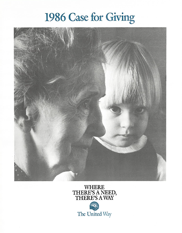 Cover design for the 1986 corporate "Case for Giving" pamphlet