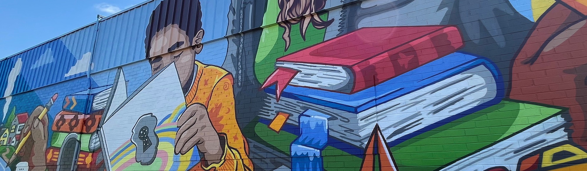 literacy mural on Fairview Ave in Rockford