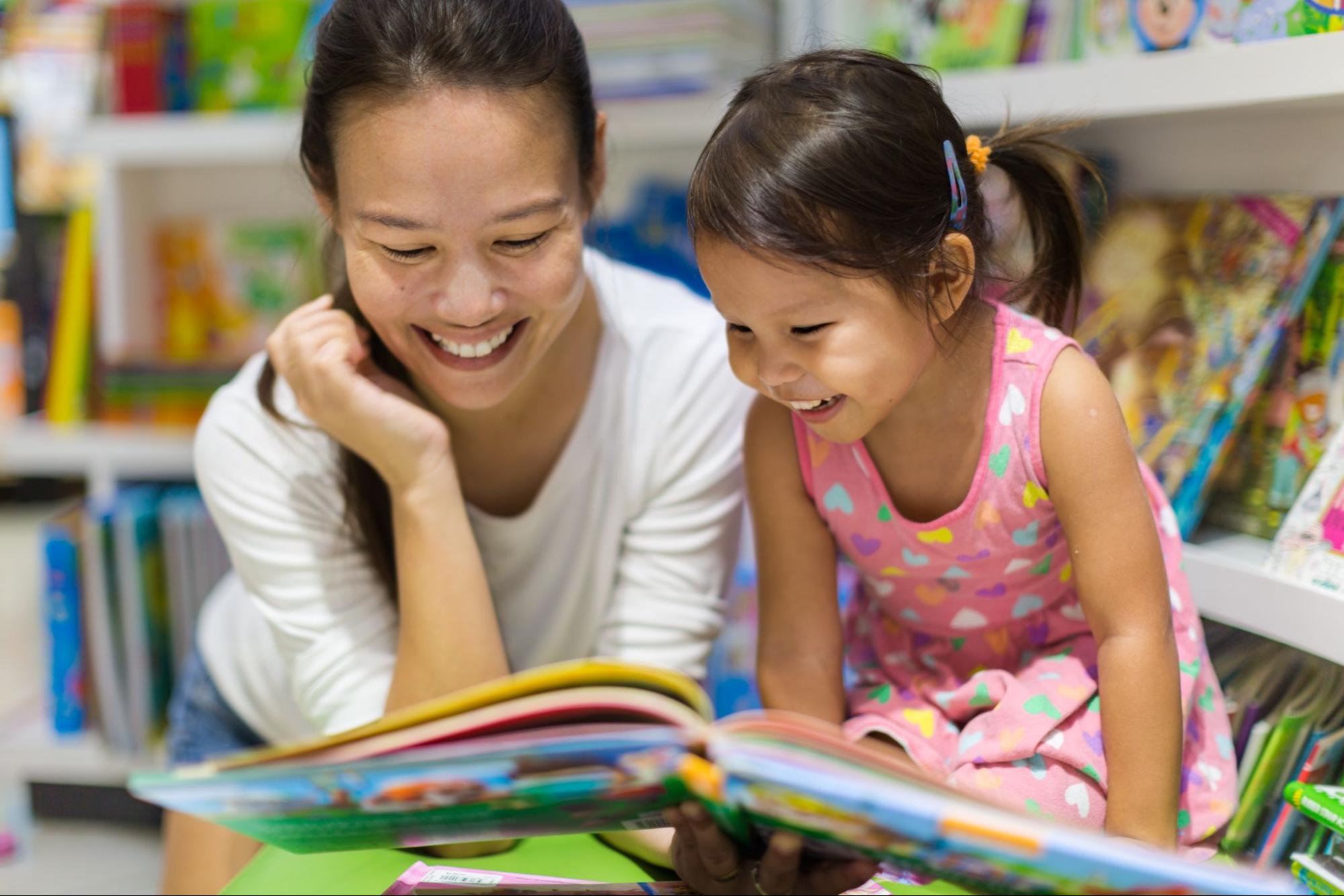mother reading with her daughter