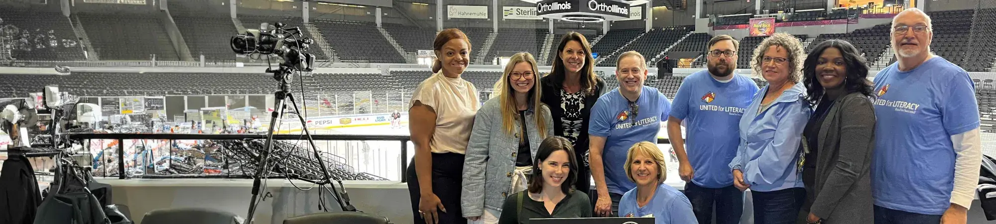 A few staff and board members at the IceHogs rink